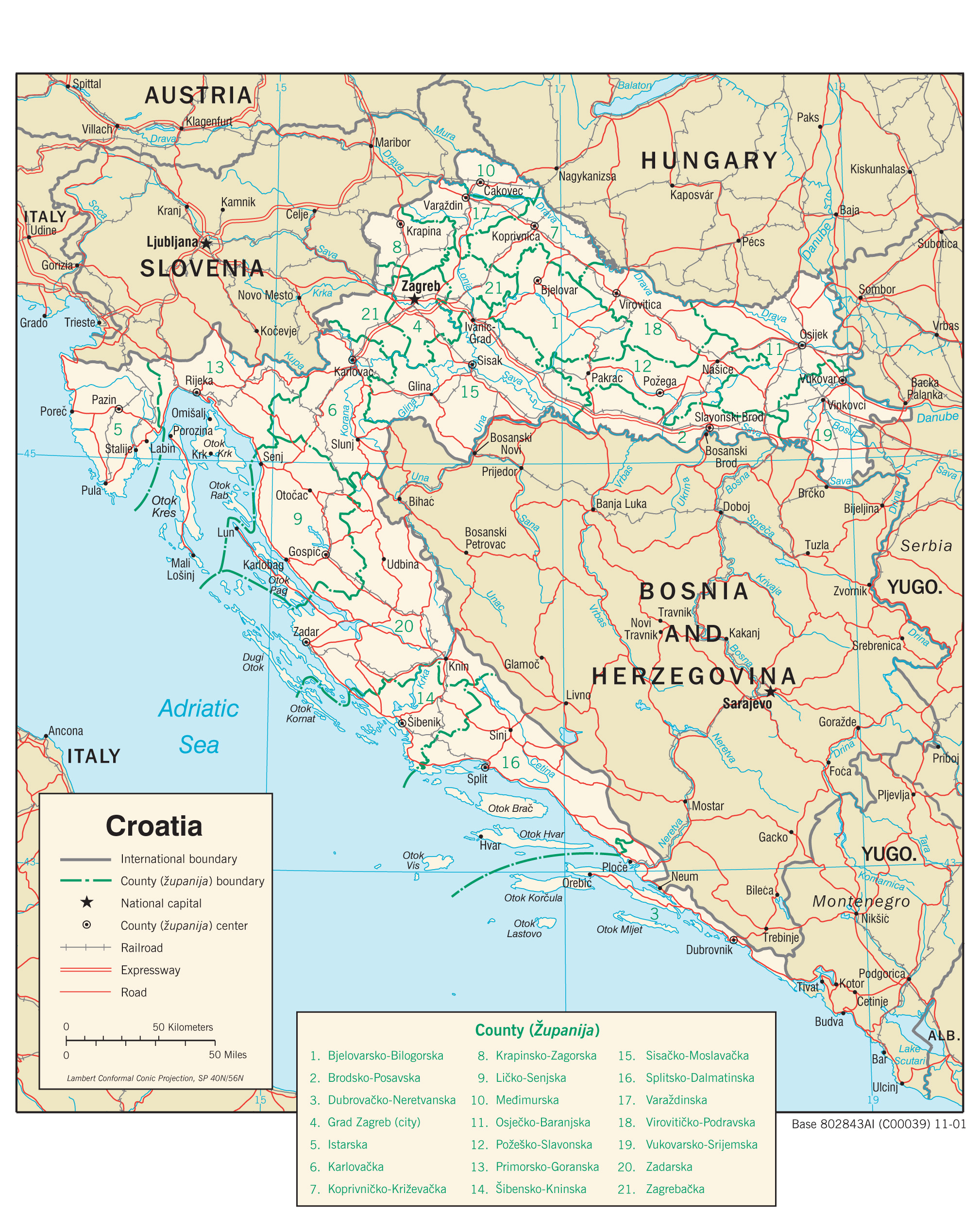 map Hırvatistan